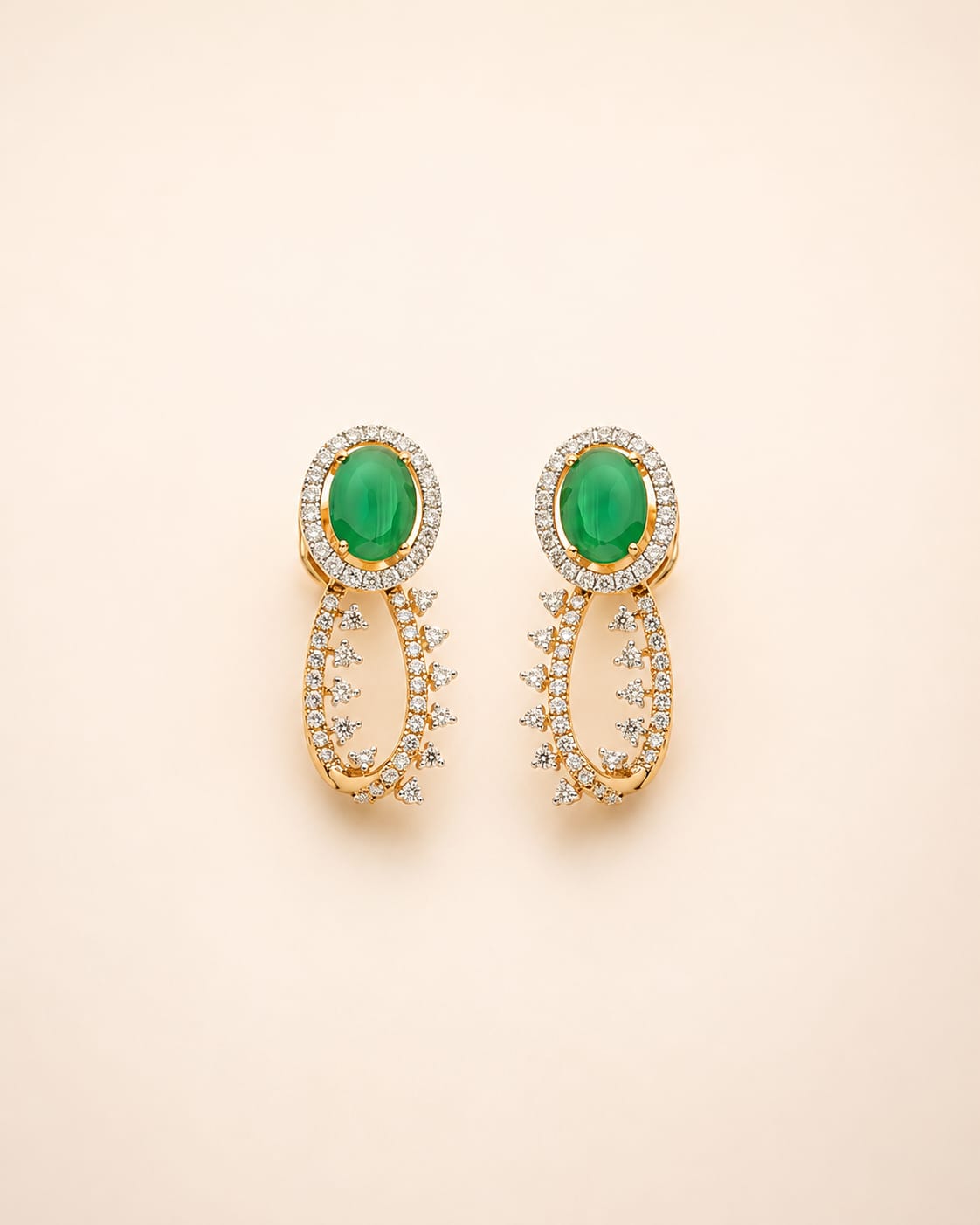 Emerald Halo Drop Earrings