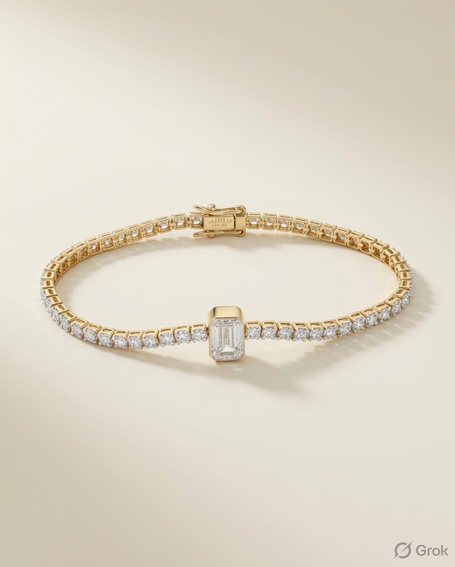 Bespoke Emerald Cut Diamond Tennis Bracelet