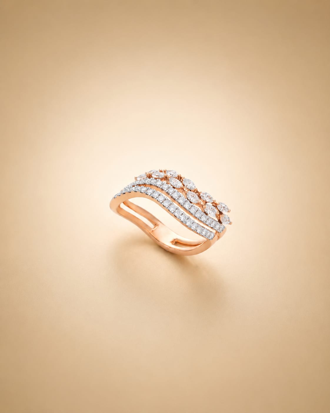 Cascading Marquise and Pave Diamond Ring