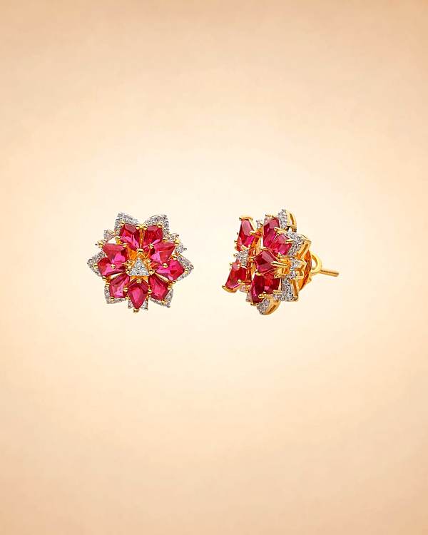 Ruby Bloom Diamond Studs