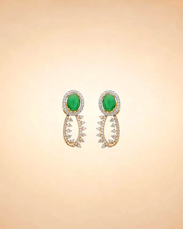 Emerald Halo Drop Earrings