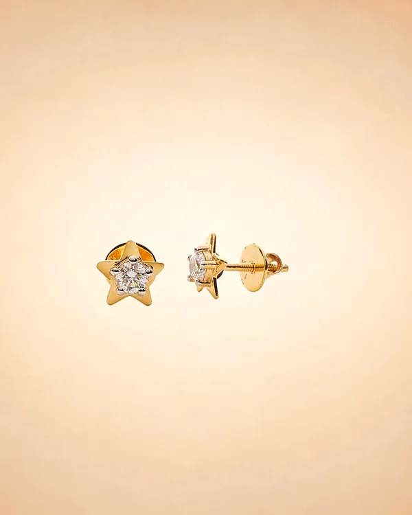 Twinkling Star Diamond Stud Earrings