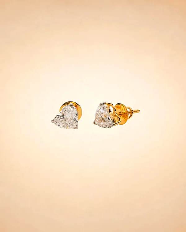 Heart-Shaped Diamond Solitaire Studs