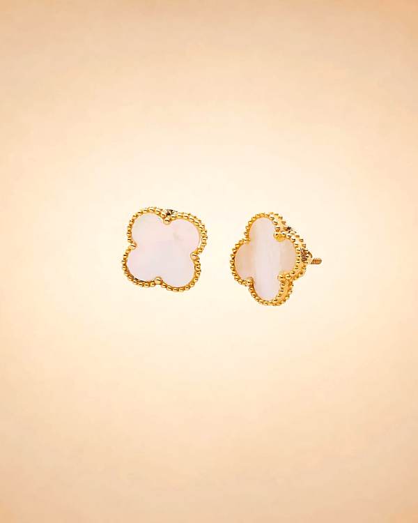 Mother-of-Pearl Clover Studs