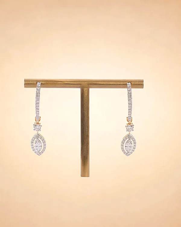 Marquise Halo Drop Diamond Earrings