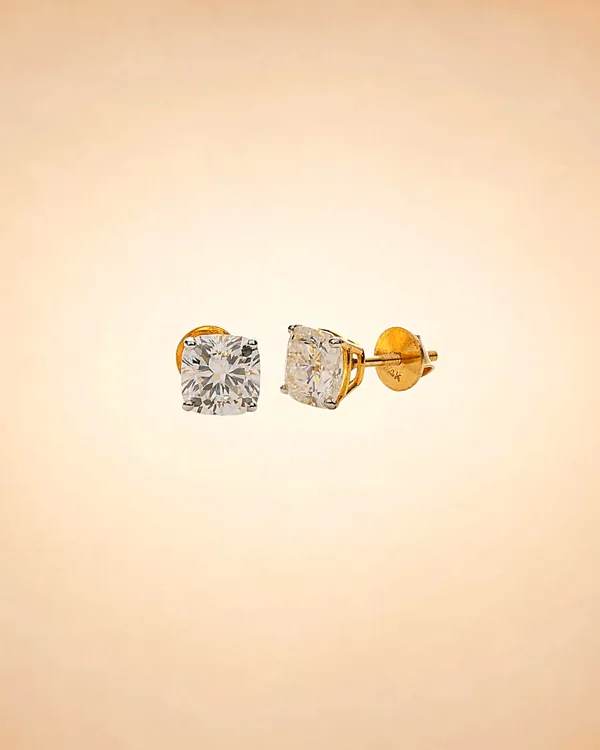 Classic Princess Solitaire Stud Earrings