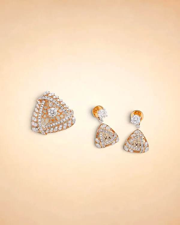 Geometric Brilliance Diamond Pendent Set