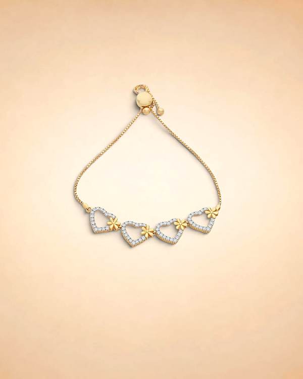 Floral Heart Adjustable Diamond Bracelet