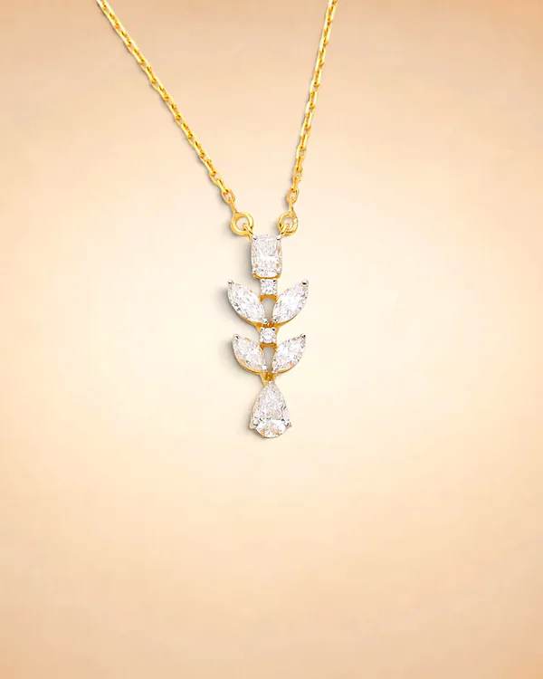 Diamond Leaf Marquise and Pear Necklace