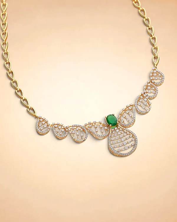 Emerald Drop Diamond Necklace