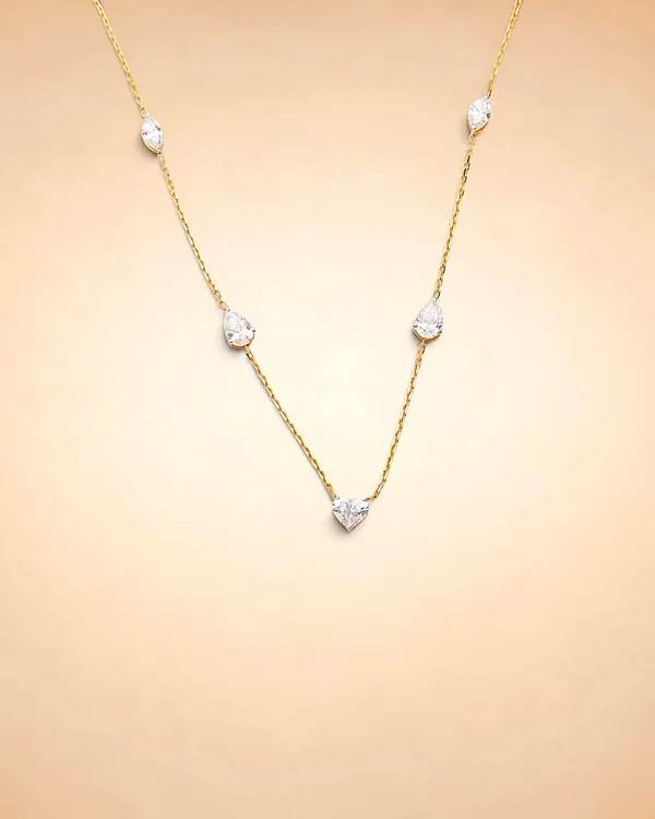 Heart & Pear Diamond Riviera Necklace