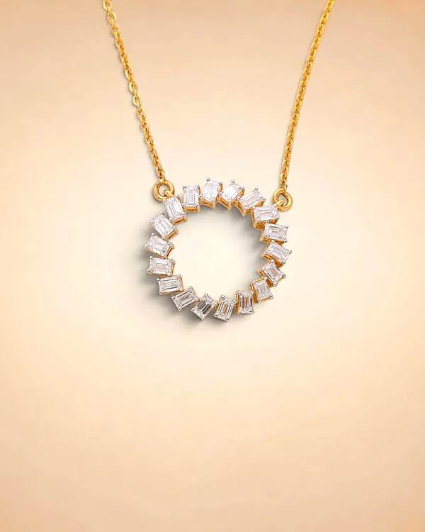Stella Emerald-Cut Diamond Halo Necklace