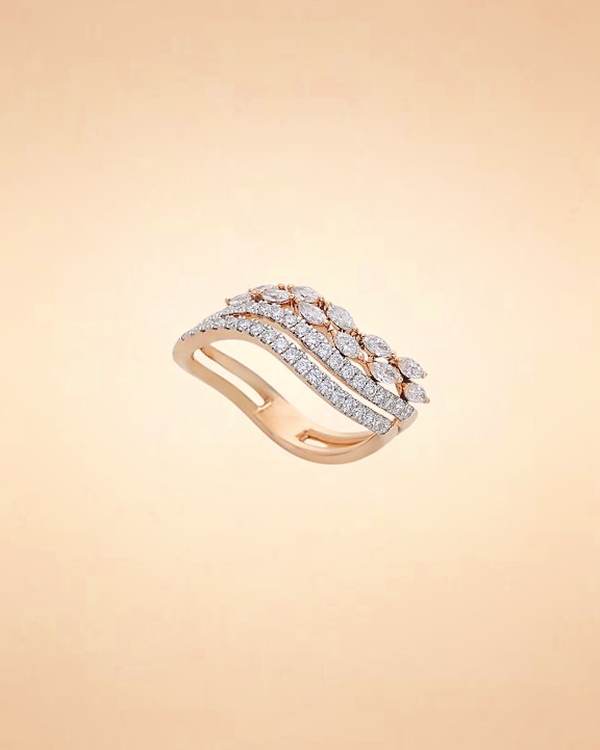 Cascading Marquise and Pave Diamond Ring