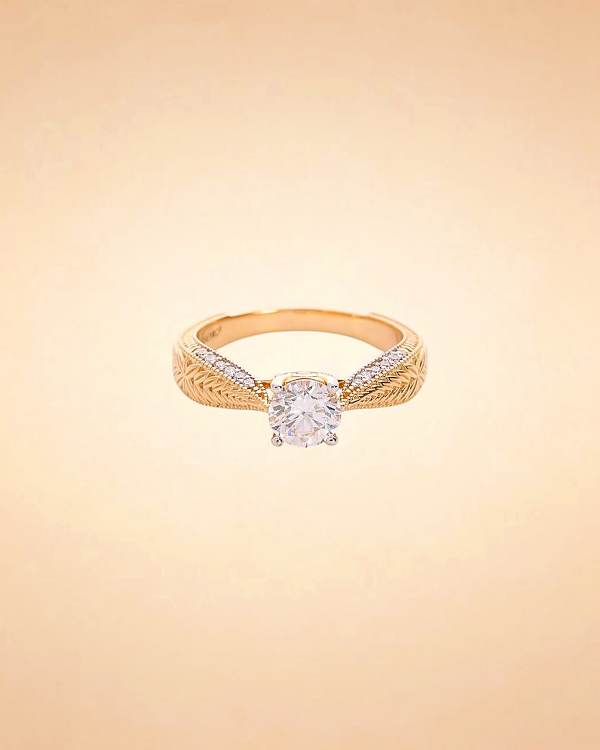 Celestial Solitaire Engraved Ring