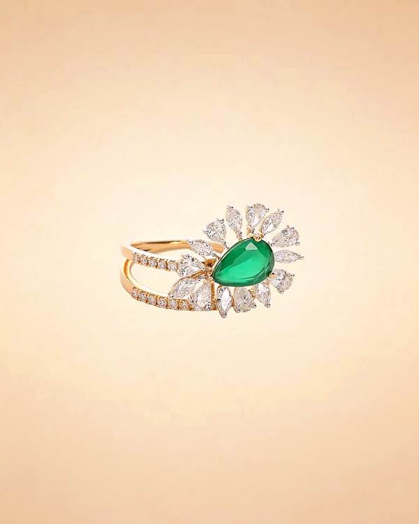 Emerald Blossom Diamond Ring
