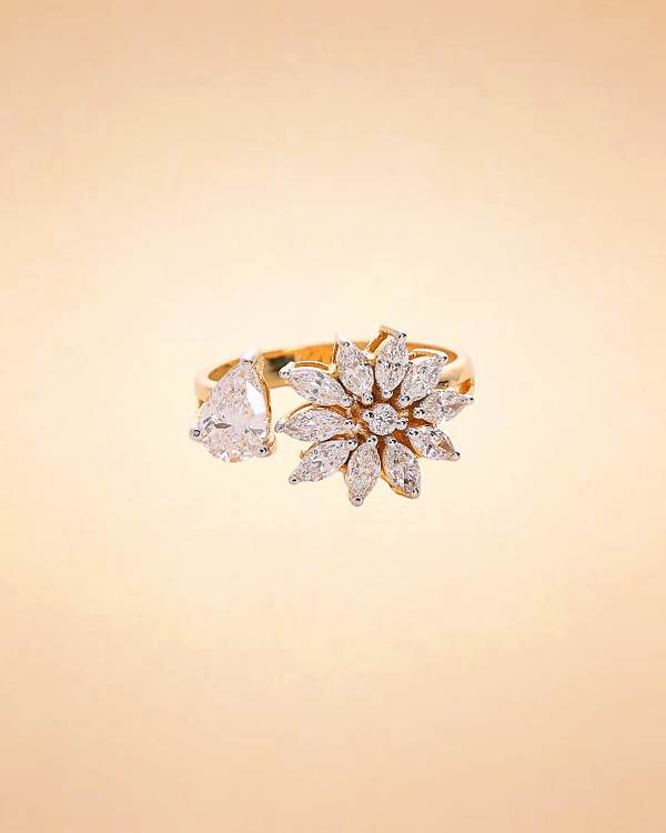 Celestial Bloom Diamond Bypass Ring