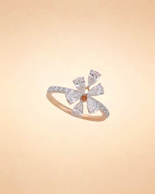 Floral Cascade Pear Diamond Ring